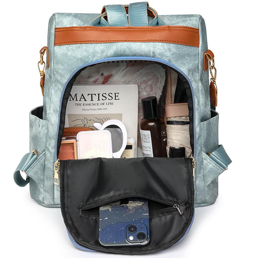 High Quality Leather Washed Women Backpack Student Knapsack Large Capacity Travel Backpack School for Girls Mochilas College Sac