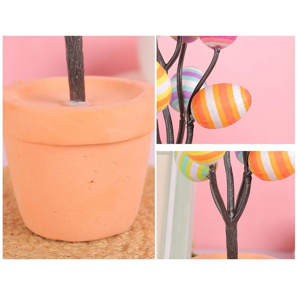 Easter Simulation Egg Potted Flower Tree Cartoon Printed Eggs Easter Desktop Decorative Ornaments Home Decor