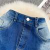 Gradient Color Denim Skirt Women's Autumn Retro High Waist Slim A-Line Short Skirt