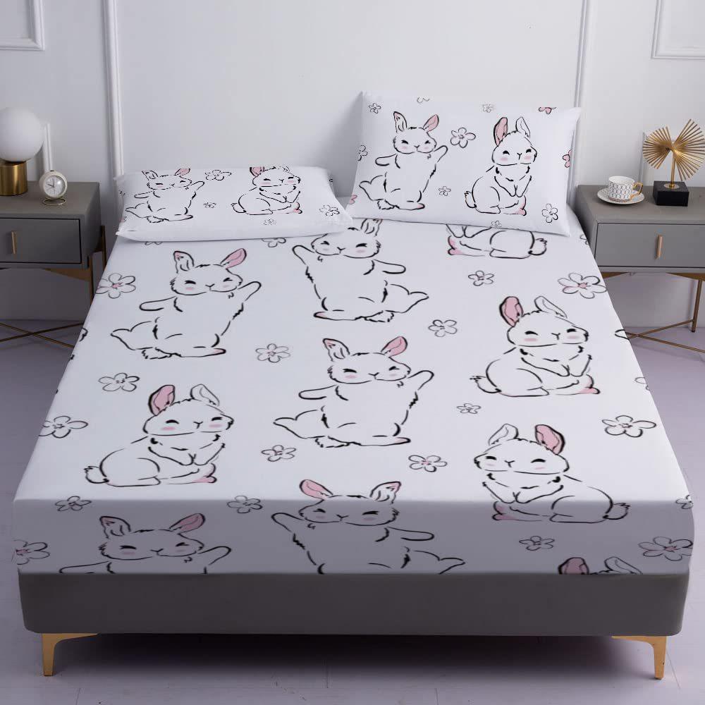 Cute Cartoon Rabbit Pattern Mattress Three-Piece Digital Printing Bedding Set Mattress Three-Piece Set