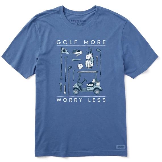 Life is Good. Men s Golf More Worry Less Crusher Tee, Vintage Blue M