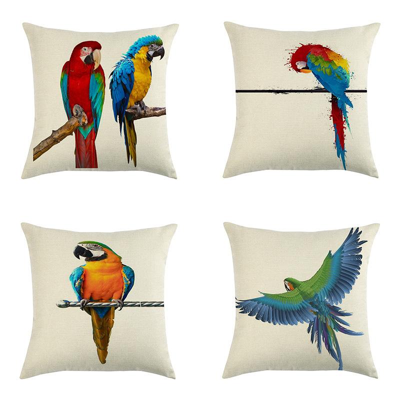 Painted Pattern Of The Macaw Digital Printing Short Plush Pillow Covers For Car Sofa Office Cushion Cover Home Goods