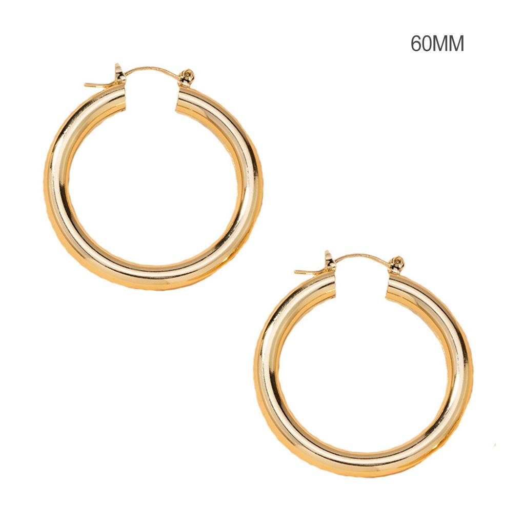 Diameter 6cm Circle Hoops Daily-Wear Smooth Statement Earrings Hanging Pendant Women Jewelry Wedding Jewelry Accessory