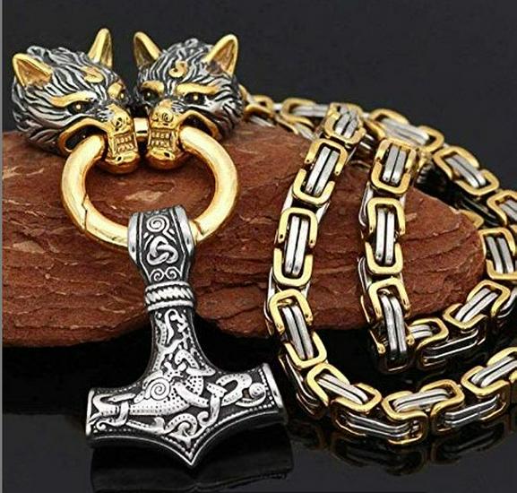 European & American Stainless Steel Thor's Hammer Pendant Men's Necklace - Trendy Viking Jewelry