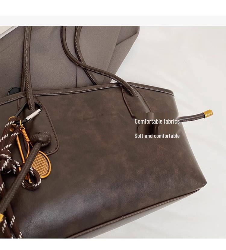2024 Autumn/Winter Women's High-End Retro Large Capacity Shoulder Tote Handbag