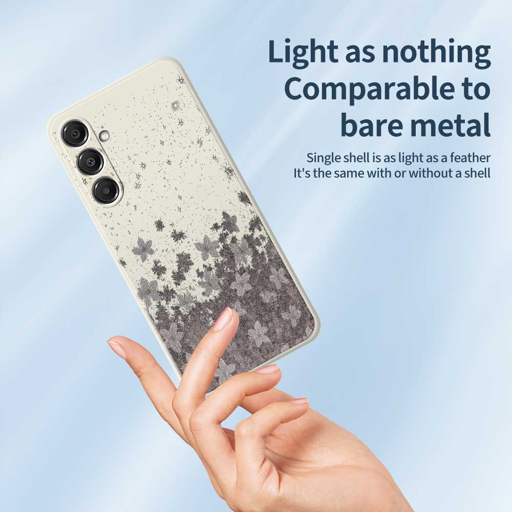 For Samsung Galaxy A16 5G/4G Case Grey Flowers Pattern Printing Straight Edge TPU Phone Back Cover