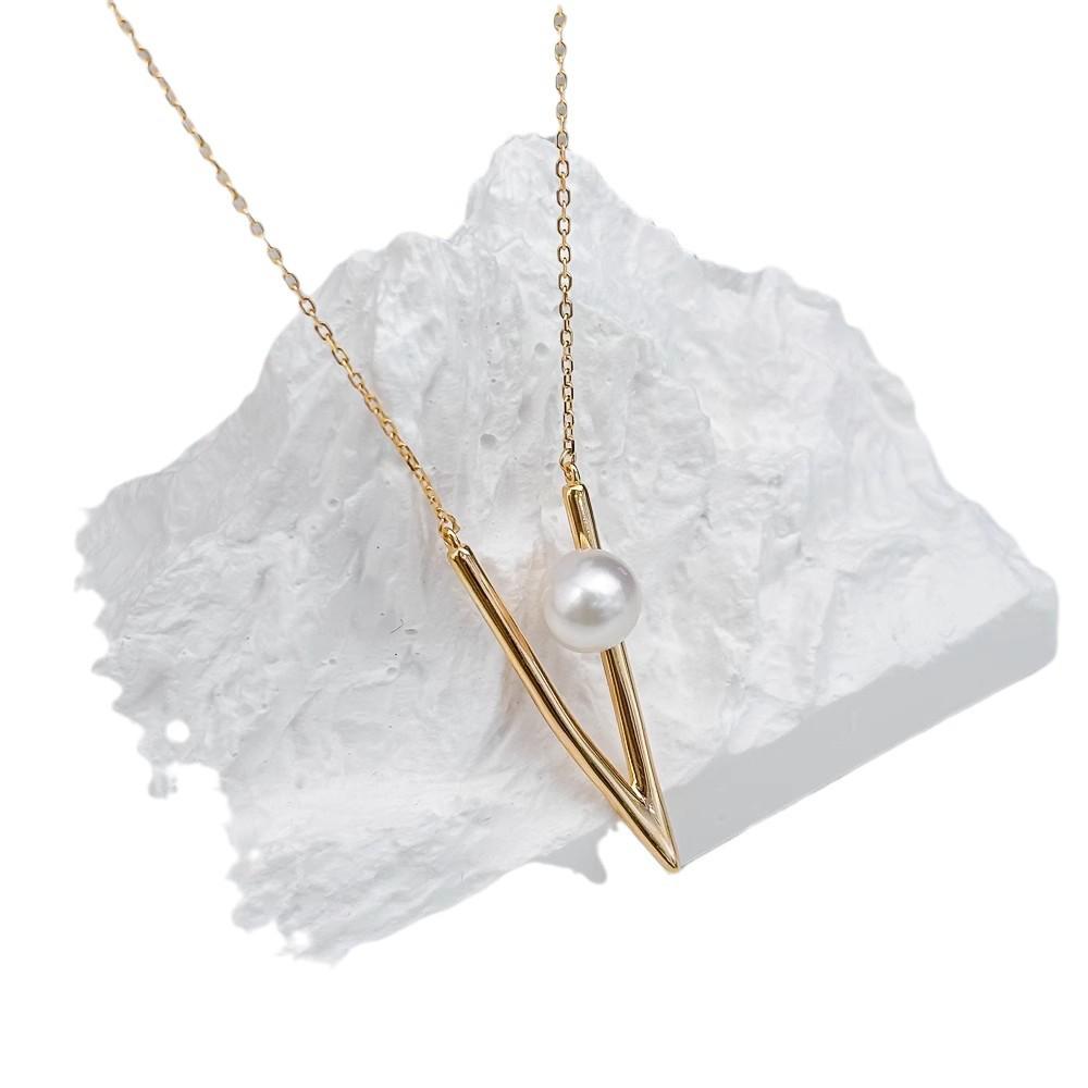 DIY S925 Sterling Silver Necklace Pendant with Chain for 7-9mm Pearls, Round/Oval