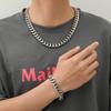 Trendige Cuban Link Kette & Armband aus Edelstahl mit glattem Verschluss