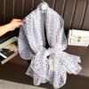 Silk Scarf Folral Women Summer Hijab  Luxury Print Sunscreen Shawl Wraps Bandana Ladies Head Scarves Large Foulard Echarpe