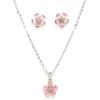 Rhodium Plated Silver Toned American Diamond Studded Floral Shaped Pendant Chain With Earrings Jewellery Set For Women And Girls