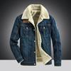 Herren Übergröße Jugend Denimjacke mit Samtfutter, Mehrere Taschen, Lockere Passform, Lässige Oberbekleidung für Herbst und Winter.