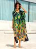 European & American Cotton Print Beach Cover-Up Long Dress - Plus Size Swimsuit Sunscreen Robe