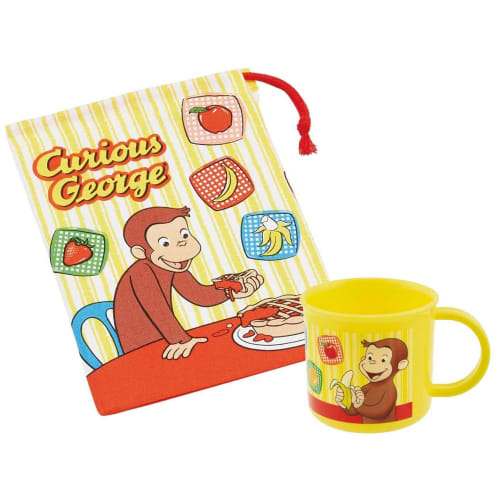 Skater Lunch Box/Cup Bag, 21x15cm with Gusset, Curious George Design, Boy, Made In Japan, KB62-A