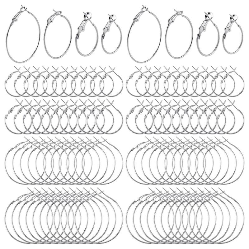 96 Pcs Hoop Earrings Finding Hypoallergenic Alloy Round Earring Hoops for Jewelry Making Earring DIY Craft Easy to Use