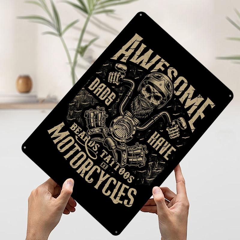 Awesome Dads Motorcycles Tinplate Poster Customized Wall Art Vintage Retro Metal Signs for Coffee Bar Accessories Room Ornaments