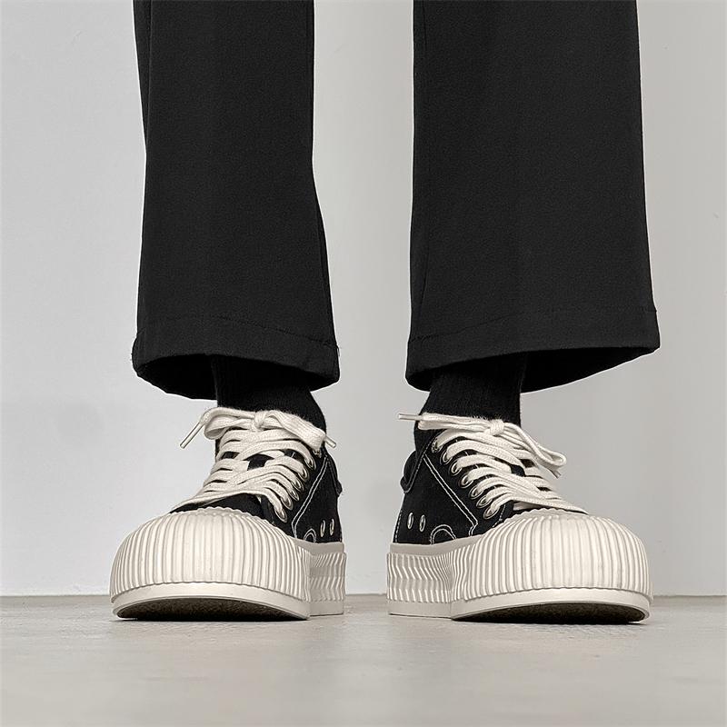 Men's Canvas Shoes New Four Seasons Fashion Youth Comfortable Flat Bottom Casual Shoes Outdoor Thick Sole Sports Shoes Soft