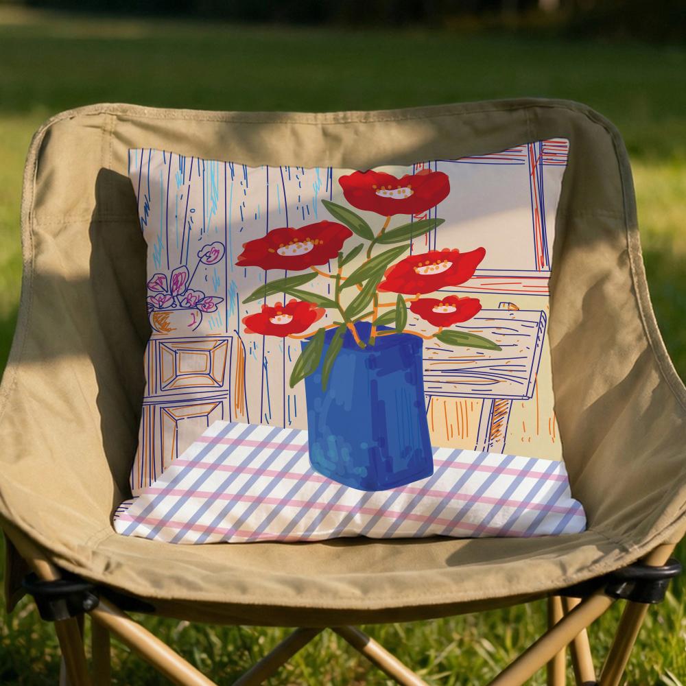

Abstract Plants Flowers Cushion Cover Soft Reversible Durable Pillow Cover MultiScene Use for Home Car Daily Comfort 30X30cm