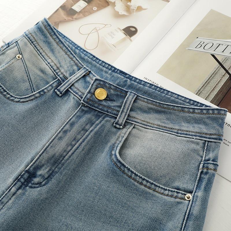 Women's High Waist Wide Leg Jeans - 2025 Spring/Autumn, Slimming Retro Style, Petite Loose Fit