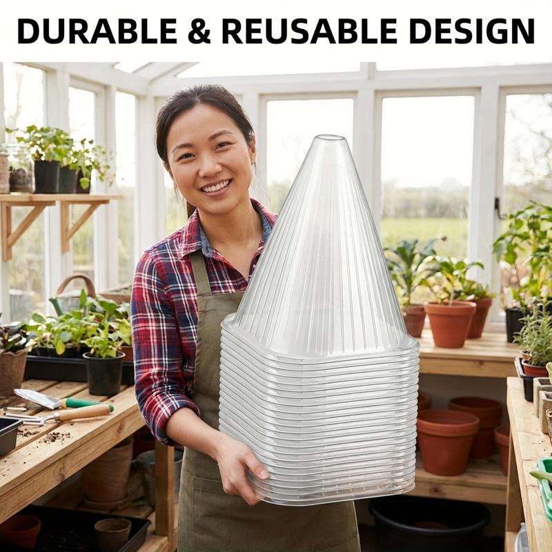 5/10/30/50/100 pz Campane da Giardino Riutilizzabili Trasparenti, Coperture a Campana in Plastica per Piantine e Protezione Serra