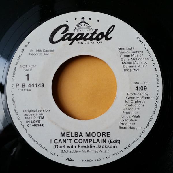 

7-дюймовая пластинка MELBA MOORE I Cant Complain PB44148PROMO Capitol Records 1988 США SoulFunk Б/у