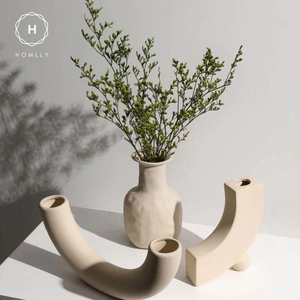 Homlly Plutto Minimalist Boho Geometric Nordic Ceramic Decor Pampas Flower Vase