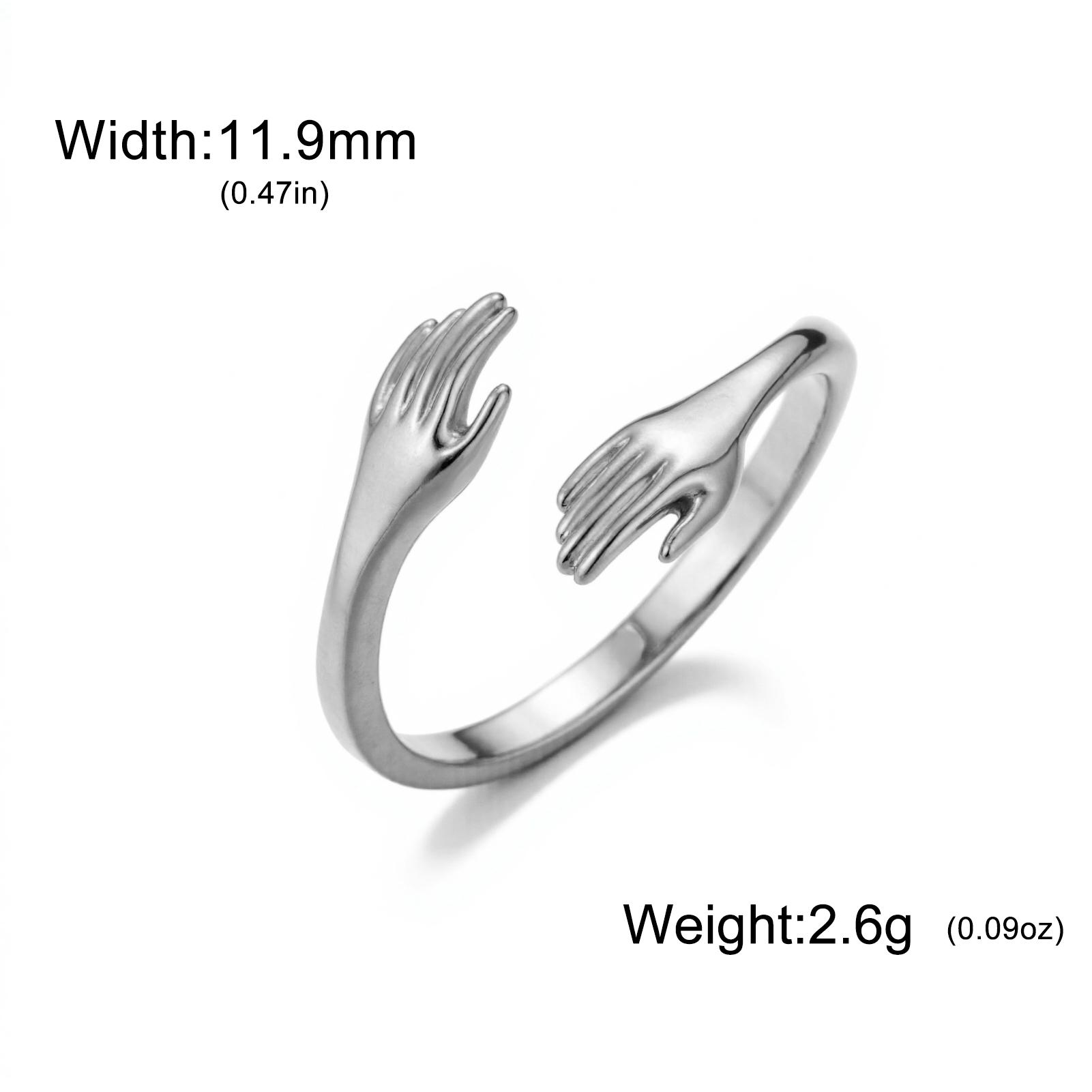 

Cazador Waterproof Hands Hug Rings Stainless Steel Geometric Open Finger Rings for Women Jewelry Trendy Birthday Valentine Gift Adjustable серебряный
