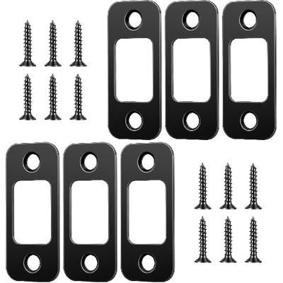 6 Stück Schwarze Riegel-Schließbleche, Riegel-Schließbleche mit abgerundeten Ecken, Edelstahl 1"x 2-1/4" Riegelplatte, Sicherheitsschrauben 1-3/8"-12er Pack