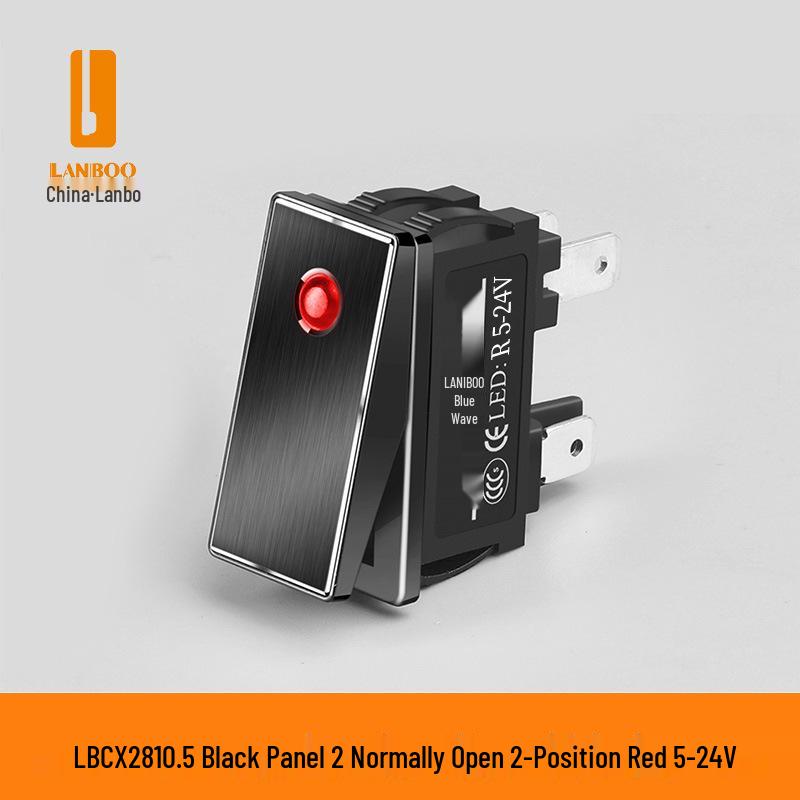Lanbo 2810.5 High Current 16A Waterproof Metal Rocker Switch with Light, 5V-24V/220V, Two-Position