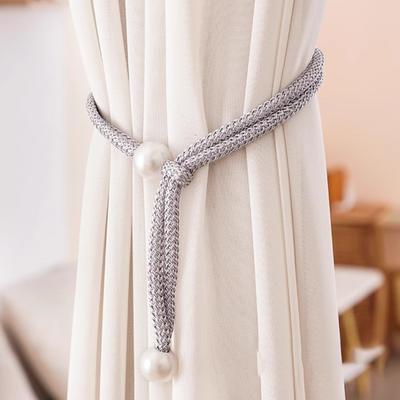 Yousheng 2Pcs Faux Pearl Curtain Tieback, Adjustable Window Curtain Holders Ties Backs, Drape Curtain Holdbacks for Home, Bedroom
