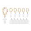 6 Pieces Wooden Rosary Crucifix Religious Pendant Prayer Cross Collection Spiritual Decoration