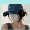 R Korean Letter Embroidered Denim Baseball Cap Widebrim Adjustable Hat Summer