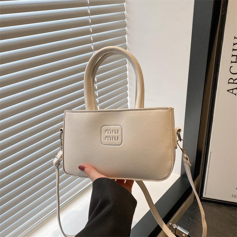 Ретро трендовая сумочка лето популярная высокая текстура темперамент повседневная универсальная плечевая сумка мессенджер женская бежевый