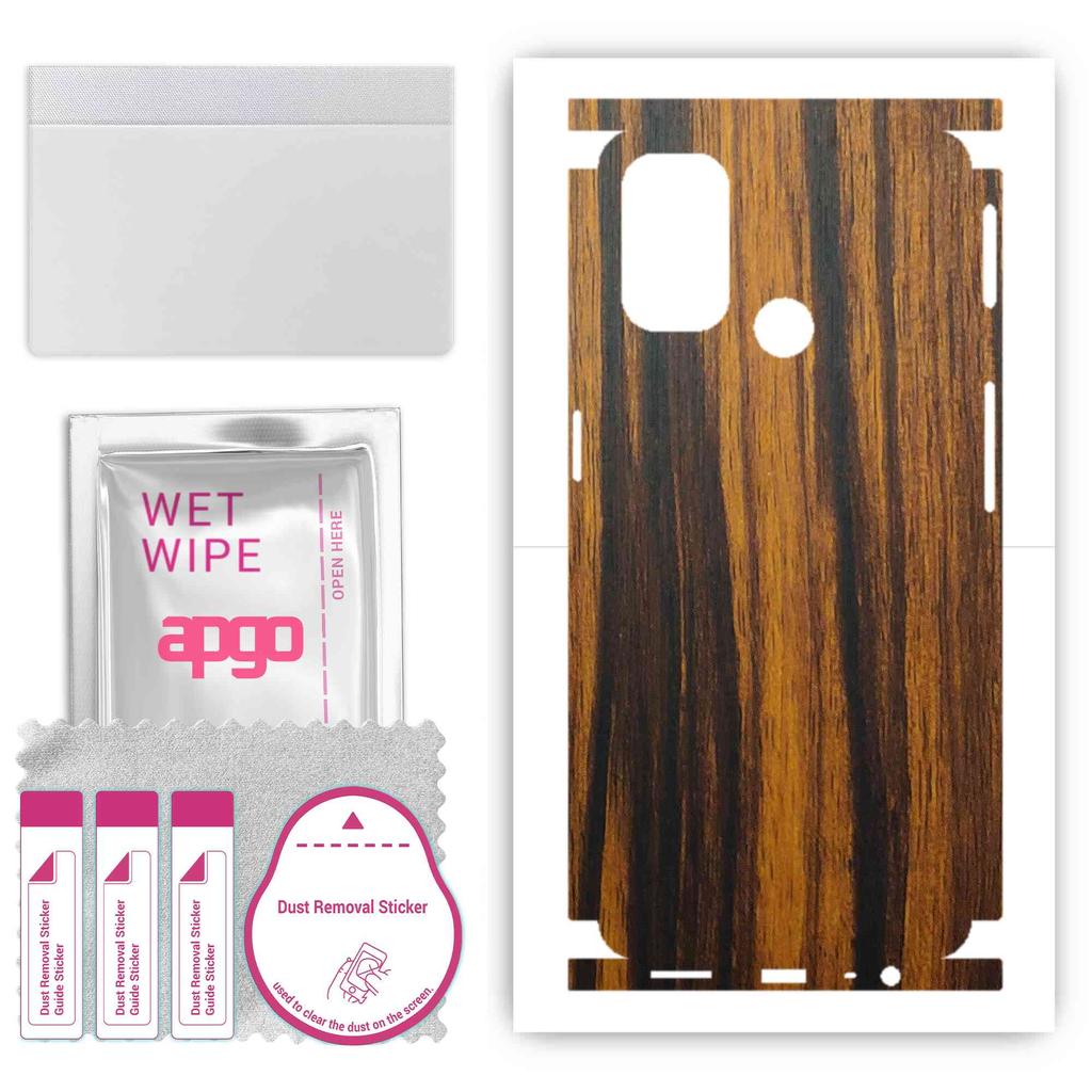 apgo מדבקת סקין מגינה לגב+צדדים תואמת ל-Oppo A53, מדבקת כיסוי מלא, רדיד, ויניל - דוגמת עץ טיגריס