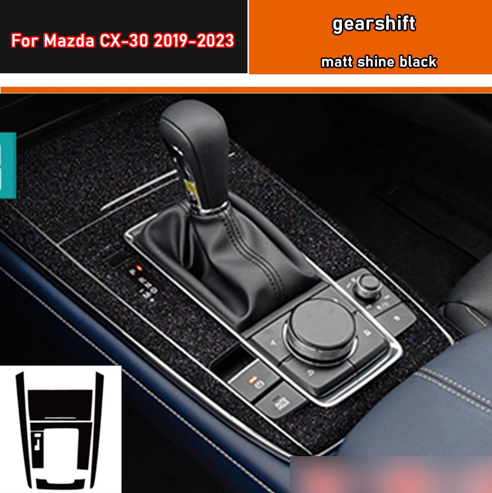 Car Interior Sticker Gear Box Protective Film For Mazda CX-30 2019-2025 Car window Panel Sticker Carbon Fiber Black