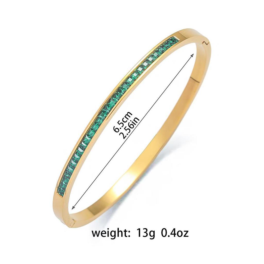 European & American Titanium Steel Hollow Electroplated Bangle with Diamonds - Versatile Stainless Steel Women's Fashion Jewelry