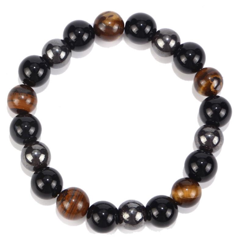 Cross-border Tiger Eye & Hematite Obsidian Beaded Men's Fashion Bracelet