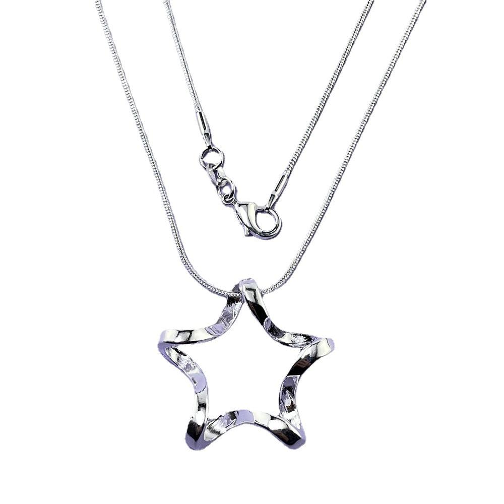 Jewelry Silver-plated Corrugated Five-pointed Star Starfish Pendant Snake Chain Necklace