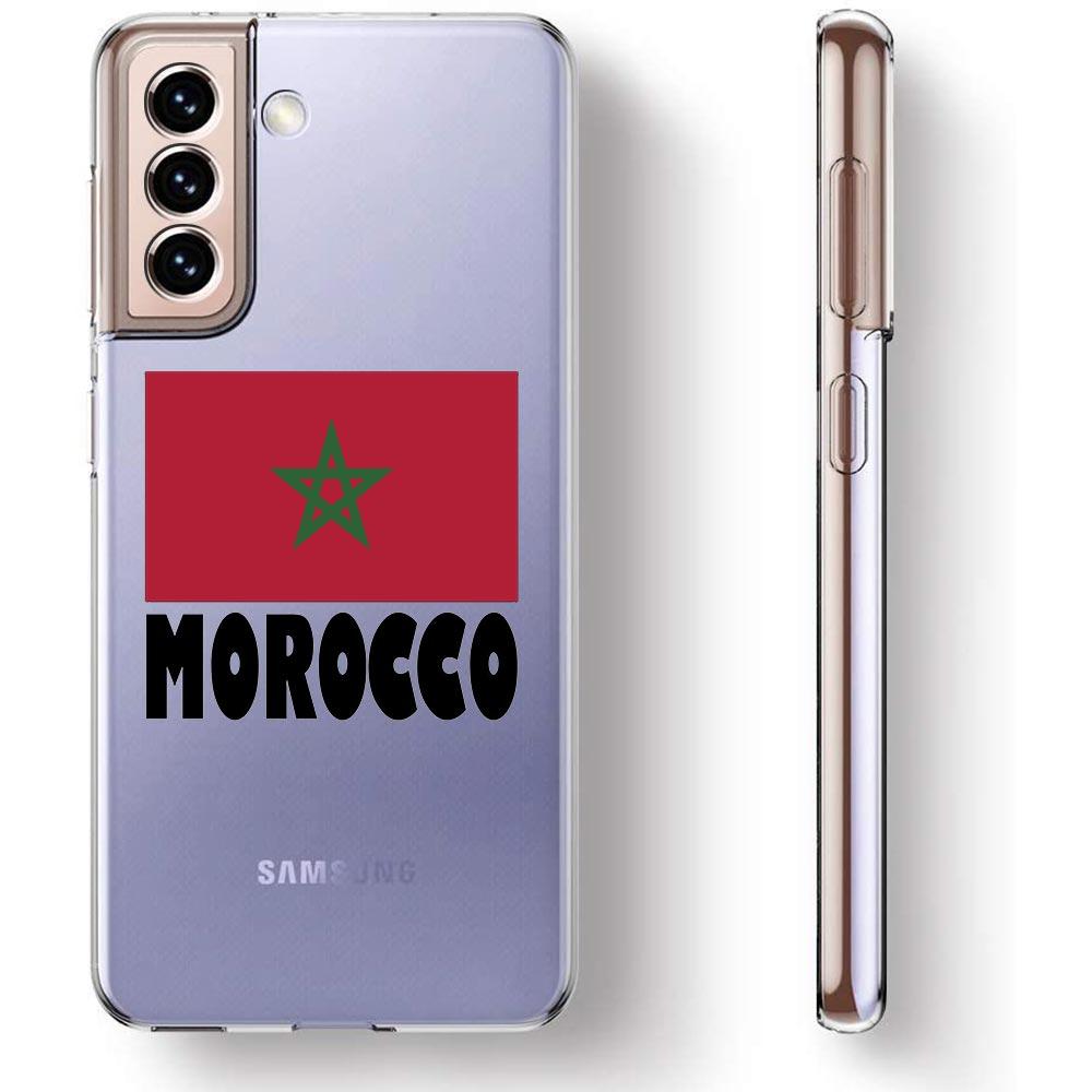 Morocco Flag Soccer Phone Case For Samsung Galaxy S23 S22 Ultra S20 S21 FE 5G S10 S10E S9 S8 Plus 4G Soft Clear Back Cover Couqe