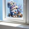 Forget-Me-Not Gnome Window Decal Static Window Sticker Waterproof Removable Window Cling for Living Room Bedroom