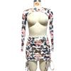 2024 European & American Butterfly Print Drawstring 4-Piece Sexy Women's Bikini Swimwear