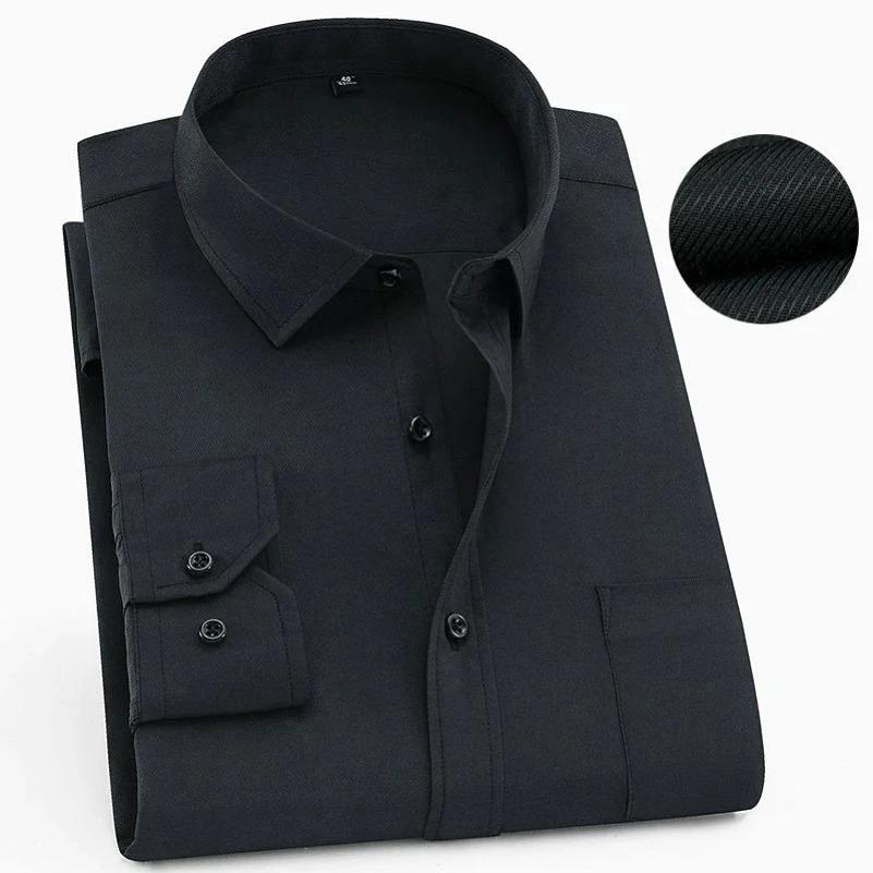 Plus Size Men's Slim Fit Plain Shirts Social Business Casual Long Sleeve Brand Dress Shirts Black Red Daily Office Multi-color
