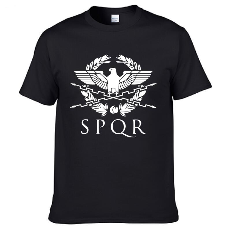 

Summer SPQR Roman Gladiator Empire Golden Eagle T-shirt Men s Casual Short O-neck T-shirt Harajuku Top T-shirt 100% Cotton - ... S