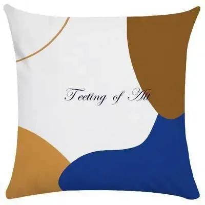 Abstract Face Line Art Cushion Cover Blue White Geometric Peach Skin Throw Pillow Case For Living Room Sofa Home Decor 40X40Cm