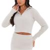 I Saw It First Womens/Ladies Cropped Ribbed Zip Neck Jumper