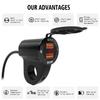 Waterproof Mobile Phone Charging Voltage Meter 12V/2A QC 2.0/3.0 USB Charger Socket for Car Boat Motorcycle Dual USB Power Outlet with LED Digital