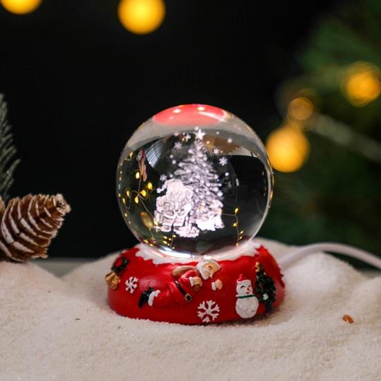 Jõulud Kunstkristallkuul Öölamp 3D Jõuluvana Lumememm Põder Klaaskuuli Lamp Alusega Helendav Dekoratiivne Klaaskera Kodu Magamistoa Kaunistus