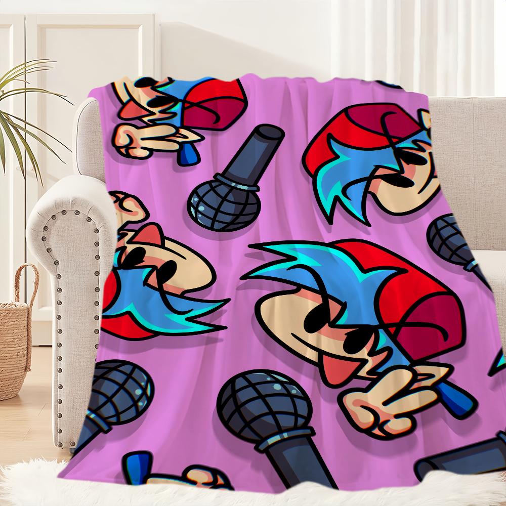 Игровое одеяло Пятничный Вечер Крутой Funkin Музыка FNF Плюшевый Коврик для Дивана для Гостиной Офиса Спальни Подарок на День Рождения Домашний Путешествия Детские Подарки 30x40in