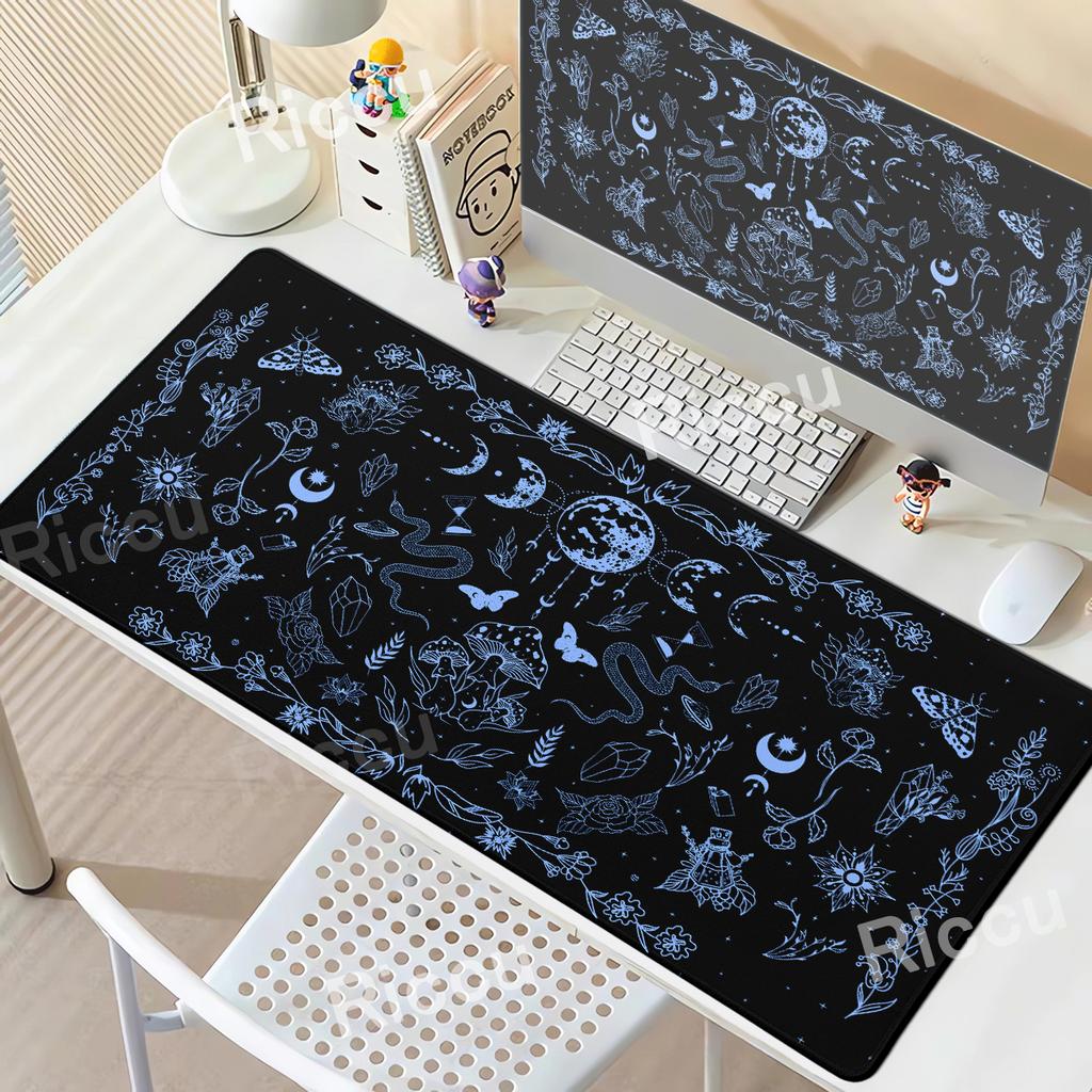 Cute Black Goth Desk Mat XXL Large Extended Desk Pad Witch Divination Mouse Pad Office Computer Keyboard Mousepad Gamer Carpet