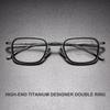 Retro Luxury Ultra-Light Half-Titanium Glasses Frame Women Square Eyeglasses Double-Rim Design Men Business Casual Spectacles