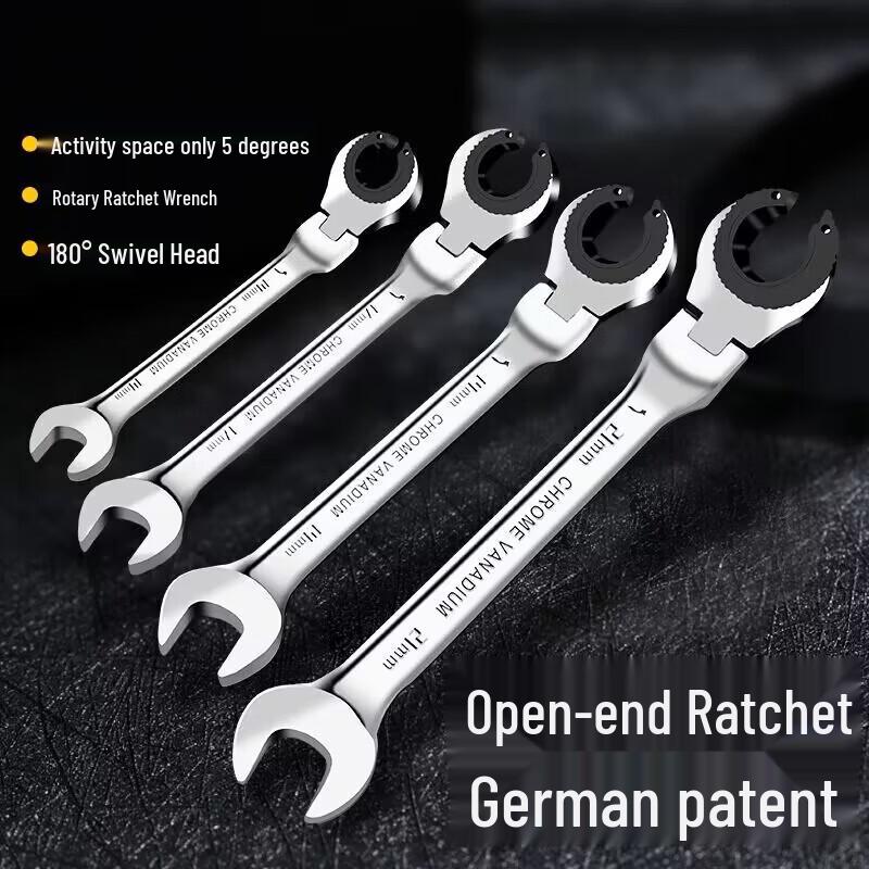 

12mm Flexible Head Open-End Ratchet Wrench